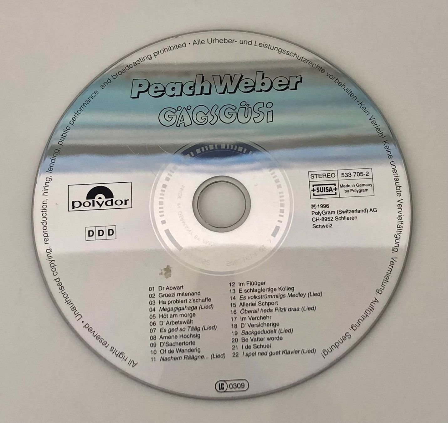 CD & DVD vergini: Peach Weber CD Gägsgüsi – Usato da Inwil venduto da TheSwissEagle