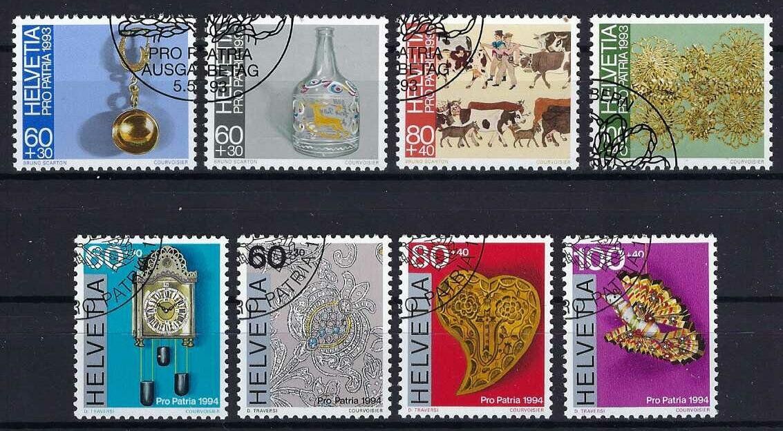 Alle Briefmarken: Pro Patria Serie 1993+1994 mit ET Eckstempel – Gebraucht aus Hitzkirch von walti1959
