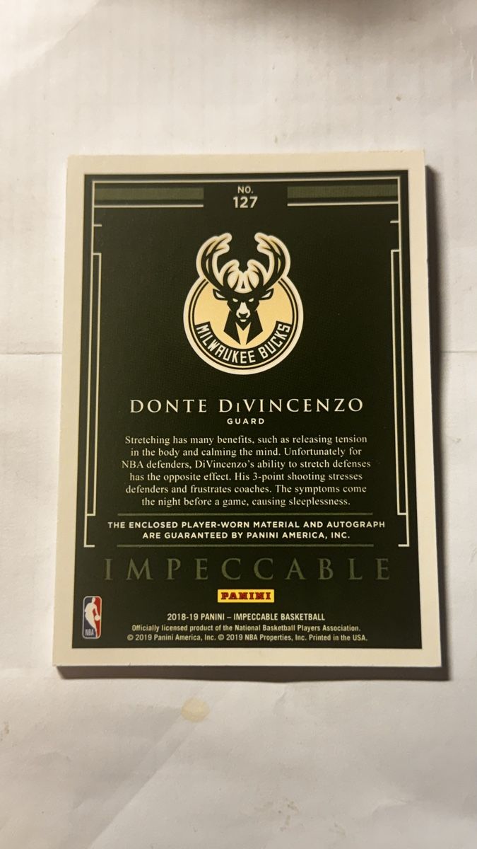 Panini Carte collezionabili: 2018-19 Panini Impeccable Donte DiVincenzo /99 Elegance – Nuovo (secondo la descrizione) da Baar venduto da sp7ni 1