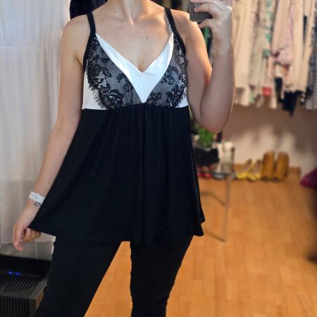 Ulla Popken 2XL Top mit Spitze Viskose