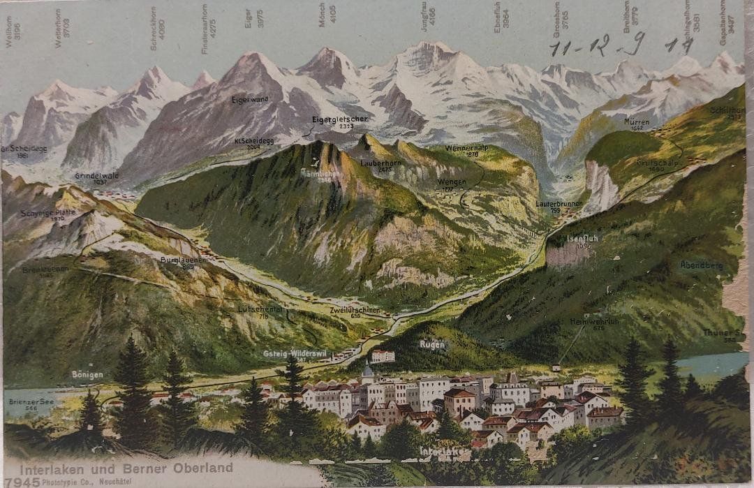 Cartoline postali: INTERLAKEN  & Berner Oberland - 1911 – Usato da Delémont venduto da Domdom1