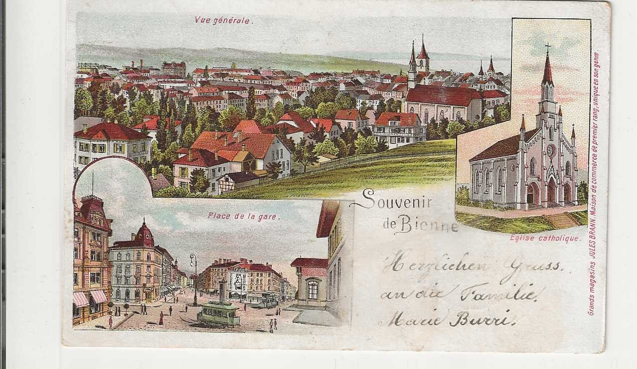 Ansichtskarten: Bienne,  Litho, 1902 – Gebraucht aus Spiez von Niesen20