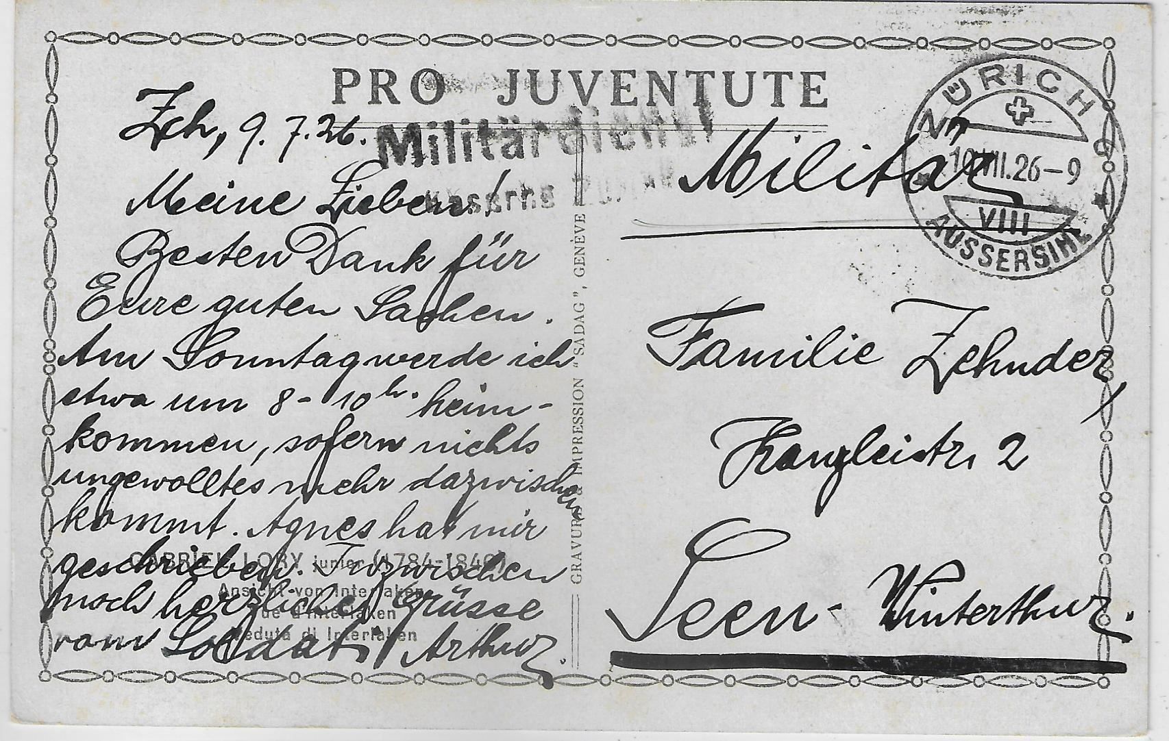 Cartoline postali: Gabriel Lory - Ansicht von Interlaken – Usato da Ettingen venduto da Kartenplanet 1