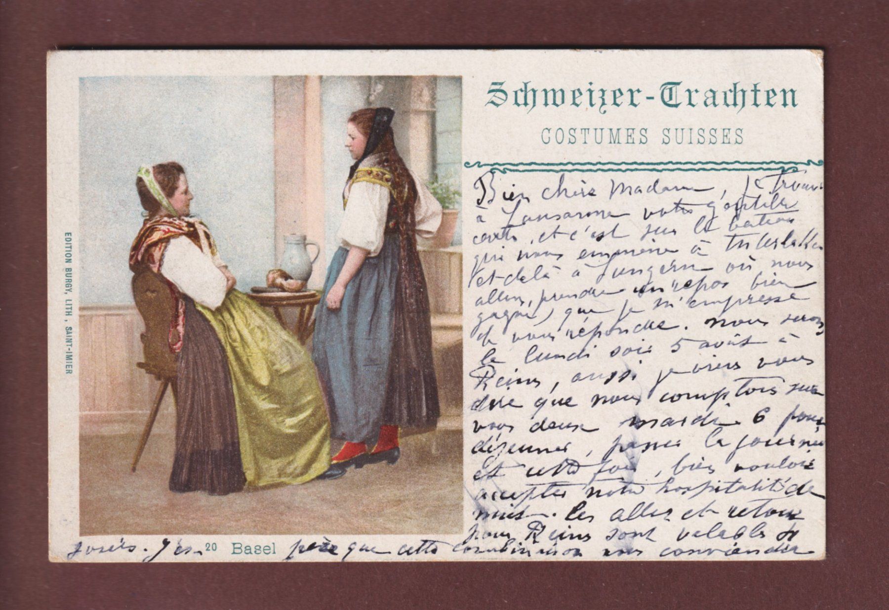 Cartoline postali: BASEL - Schweizer Trachten - 1901 – Usato da Pully venduto da nicecards