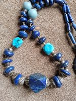 Wunderschöne Türkis Lapislazuli Silber Halskette Collier