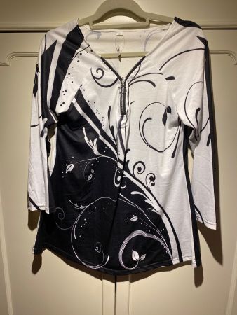 BLUSENKLEID SCHWARZ-WEISS,DAMEN