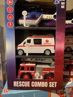 Rescue Vehicles Set - Helicopter, Ambulance & Firetruck