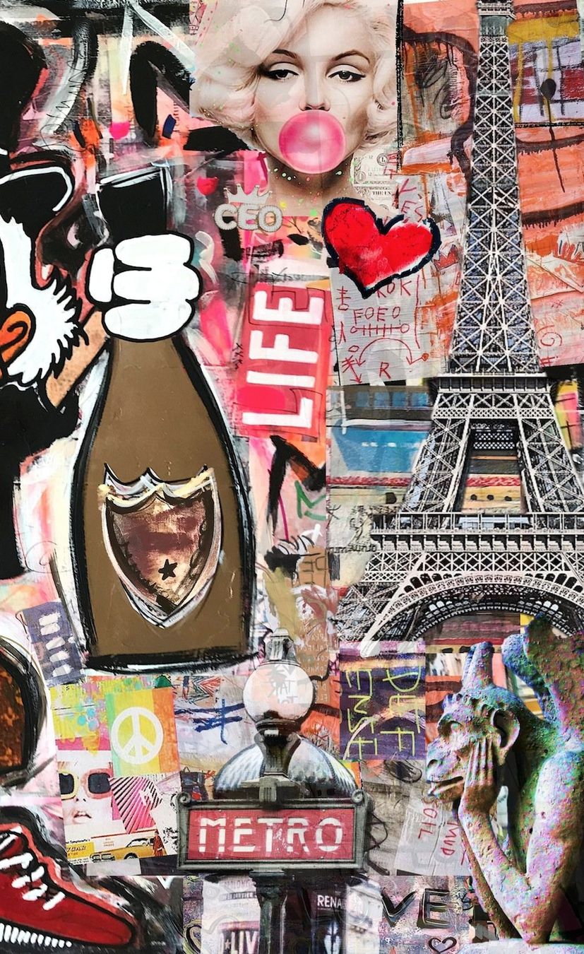 Foto & Immagini: Pop Art Kunst Dagobert Duck Paris Champagner Bild Eiffel – Nuovo (secondo la descrizione) da St. Niklausen LU venduto da Stefan_Bammert_Art 3