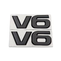 2 x V6 Emblem Logo Schwarz Schriftzug 3D Aufkleber Auto