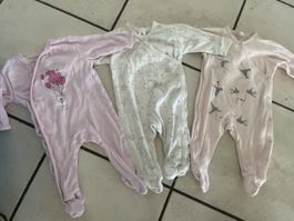 3 naturaline Strampler Pyjamas rosa Gr. 56 