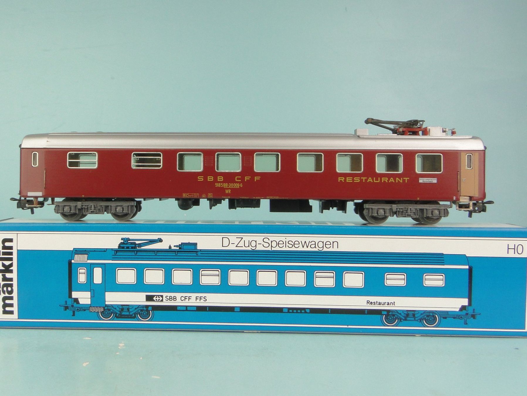 Märklin Modellini di ferrovie: Märklin 4060 SBB Restaurant Wagen, blech – Usato da Bülach venduto da cann11 1