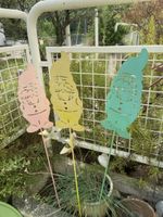 3 Nains de Jardin en métal coloré