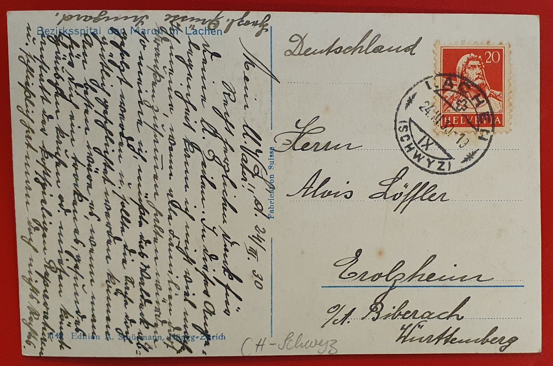 Ansichtskarten: Lachen 1930 - Spital – Gebraucht aus Kreuzlingen von Rschweiz1 1