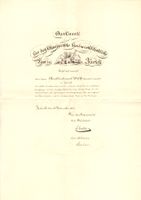 Urkunde Schw. Landwirtschaft Fest 1861 Zürich Oberst Wolff