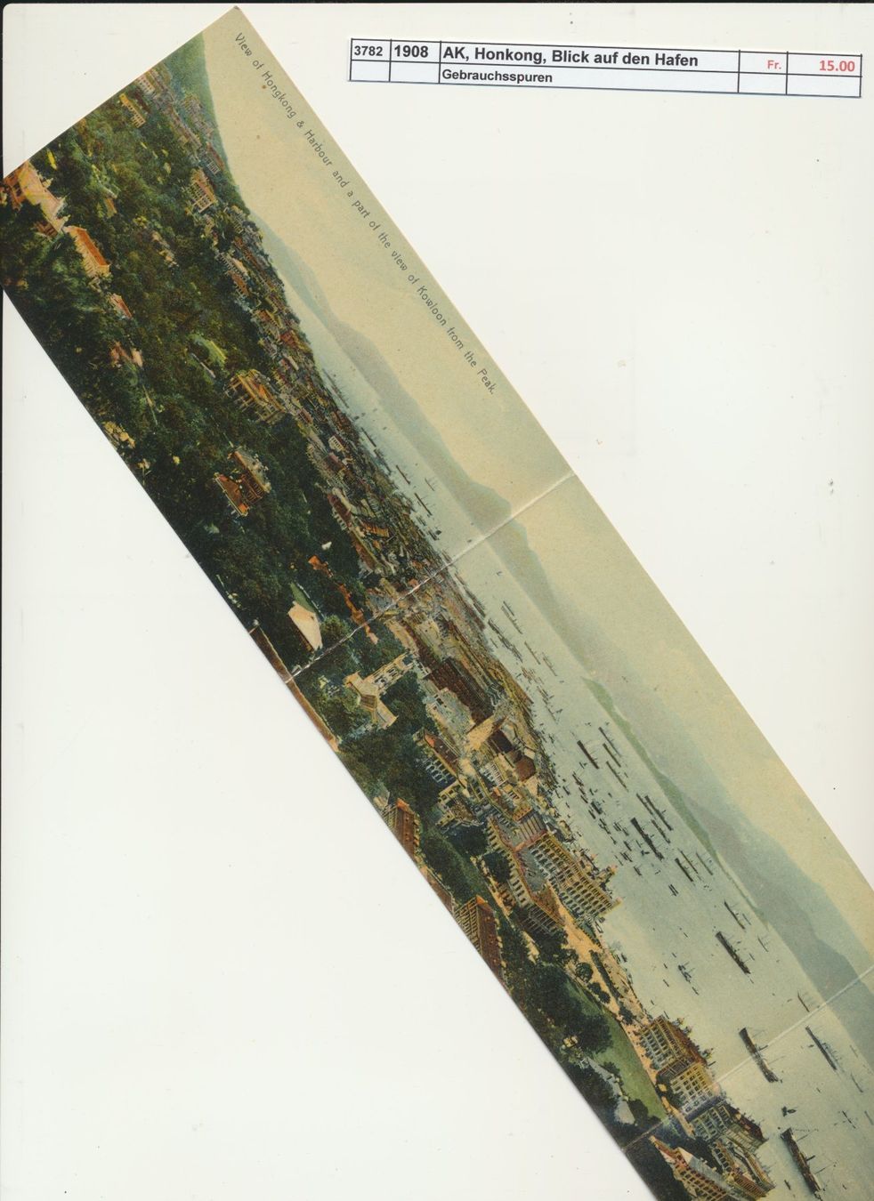 Cartoline postali: 1908 AK, Hongkong, "Blick auf den Hafen" – Usato da Winterthur venduto da Zupogeru