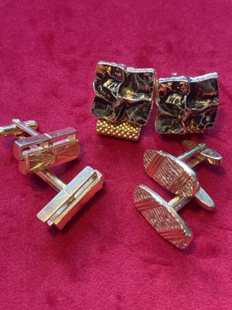 Vintage Manschettenknöpfe, 3 Paare, Goldfarben, Top Zustand