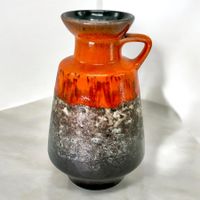 Vase Fat Lava céramique orange marron Allemagne de l'Ouest