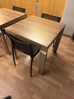 Table à manger Lehmann Ambiente en bois et inox + 2 chaises