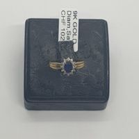 Echt 9K Gold - Diamant, Saphir Ring