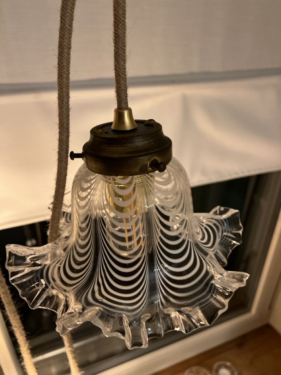 Lampade: Hängelampe antik Glaslampe – Usato da Sirnach venduto da dasrosahaus 5