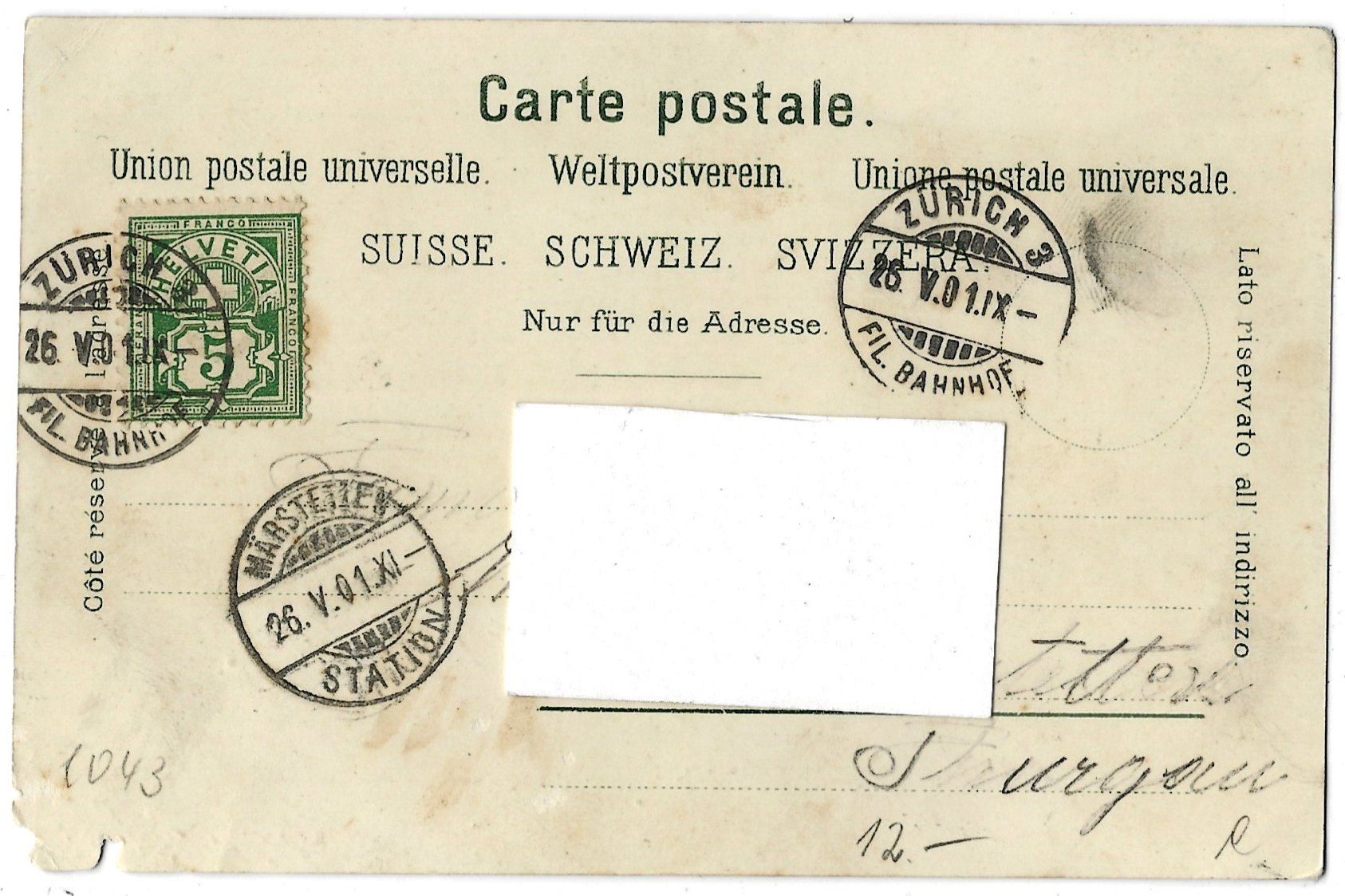 Cartoline postali: GRUSS  aus  ZÜRICH. – Usato da Bütschwil venduto da Jackson1A 1