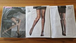 3 neue top modische Strumpfhosen, Gr. 40/42 schwarz/Silvest.