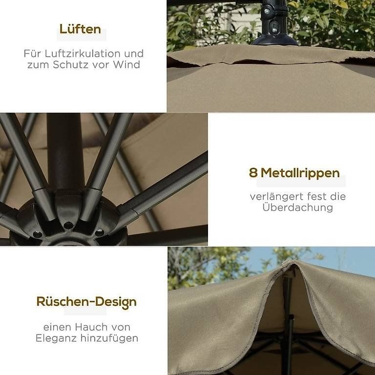 Sonnenschirme: Sonnenschirm Ampelschirm mit Handkurbel Kaffee – Neu und originalverpackt aus Flawil von vivalacasa 4