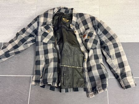 Motorrad Sommer Jacke kariert grau schwarz