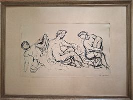 Original Tuschezeichnung. Eduard Spörri. Gerahmt. 640x480mm