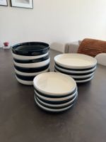 MADE Teller-Set 24-teilig dunkelblau/weiss