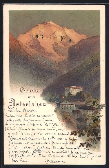 Ansichtskarten: Carl Biese: Interlaken, Teilansicht der  – Gebraucht aus Berlin von bartko-reher