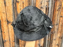 Antiker Damenhut schwarz Haarfilz um 1900, rar!