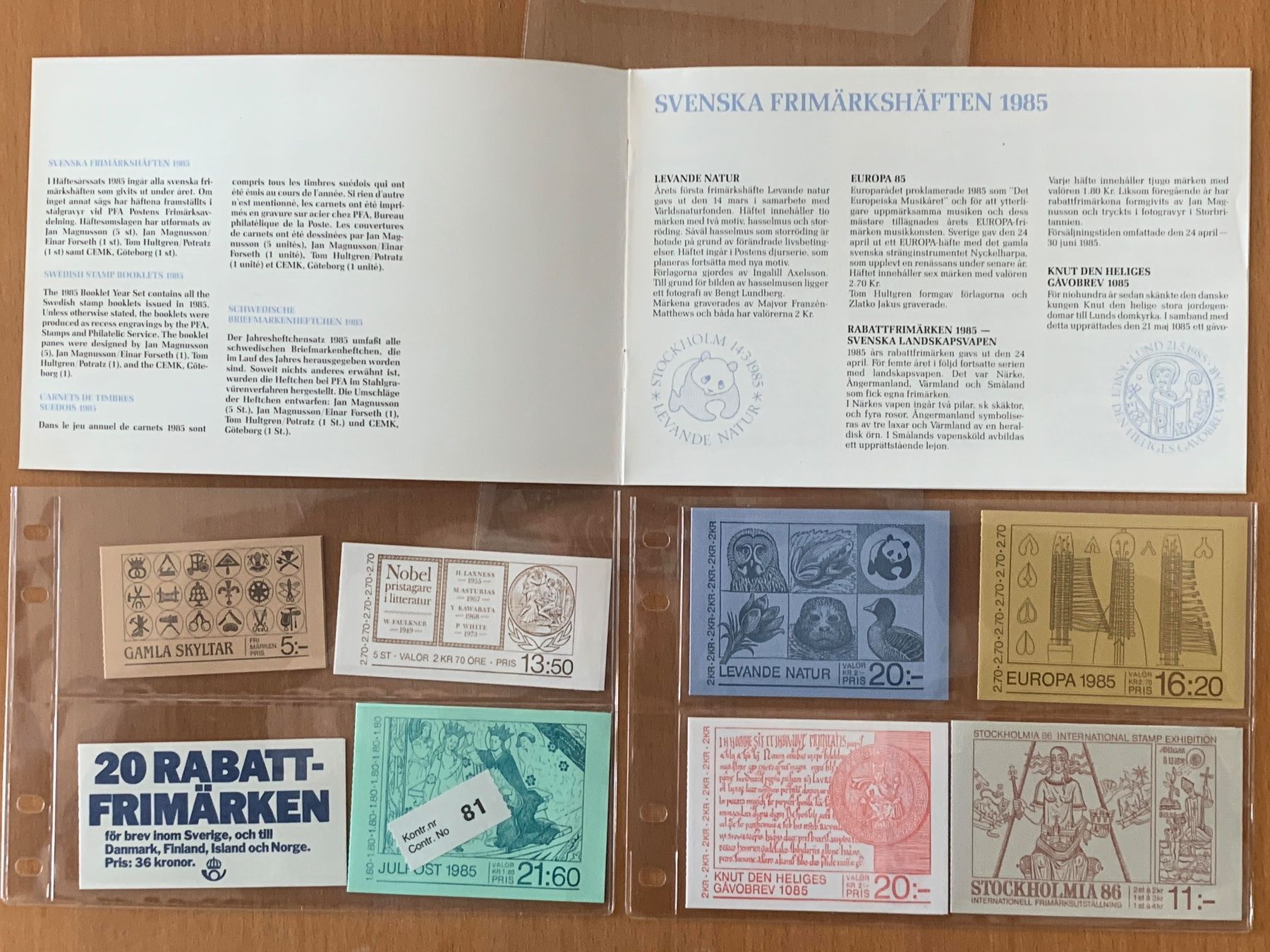 Alle Briefmarken: Schweden Suède 1985 - Swedish Stamp Booklets - Complete Set – Neu und originalverpackt aus Chavornay von 4dphila 2
