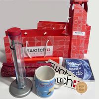 Swatch The Club Konvolut – Taschen Tasse CD Sticker Raritäte