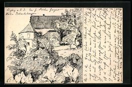 Handgemalt: Kirchberg /Jagst, Blick auf 