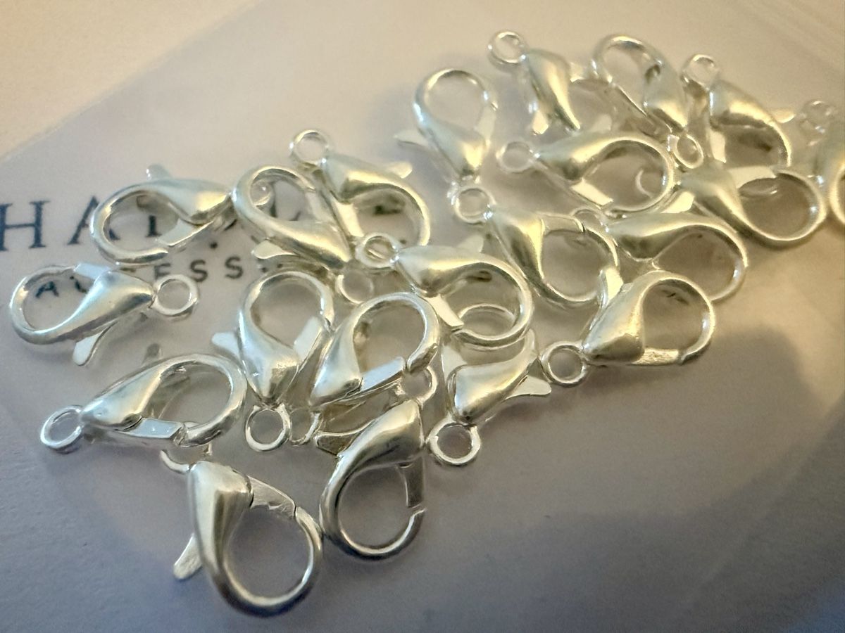 Anhänger:  20 Karabinerverschluss 10mm Schmuckverschluss Versilbert – Neu (gemäss Beschreibung) aus Lamone von LaCantinaMagica