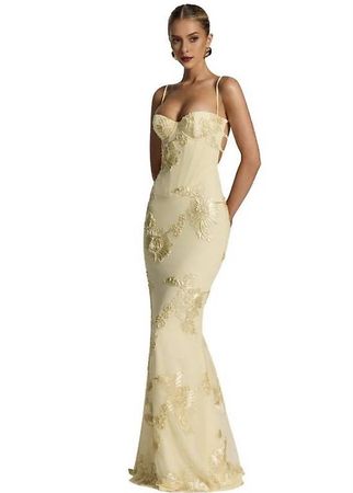 Elegantes Abend-/Ballkleid in Hellgelb  Grösse S