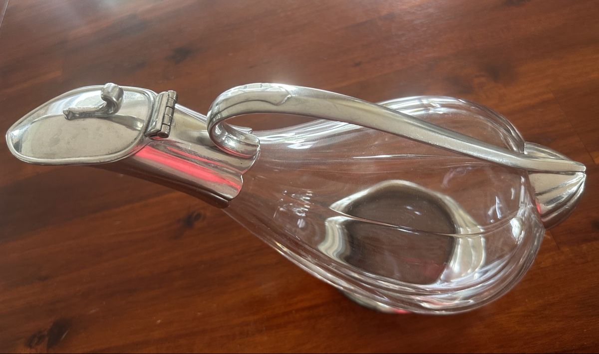 Caraffe: Edle Vintage Karaffe, Glaskaraffe mit Zinnapplikationen – Usato da Männedorf venduto da Brk