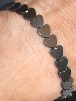 Armband B-564 – Hämatit Herzen 21cm elastisch – nicht Magnet