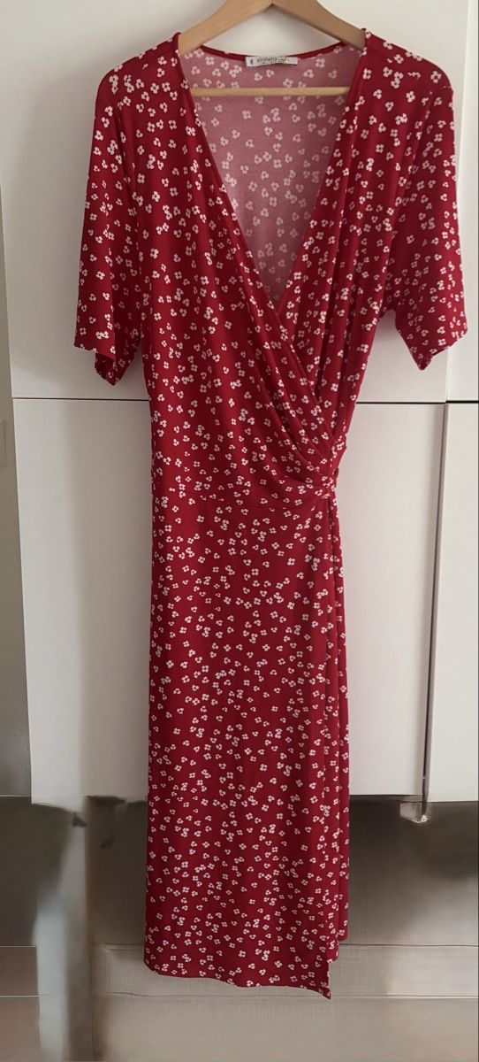 Mango Vestiti: Robe portefeuille Mango rouge fleurs taille L – Nuovo (secondo la descrizione) da Pully venduto da kaba07