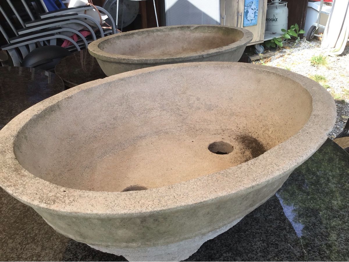 Pentole: Pflanzschale Stein oval mit Untersetzer gebraucht 40cm – Usato da Bazenheid venduto da jud_wk8k 1
