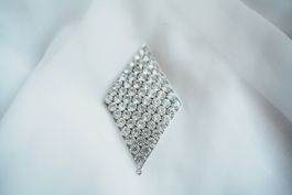 Vintage Anhänger Raute silber Strass pavé glamourös gross