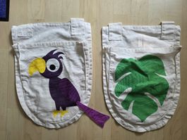 2 x Flexa Betttaschen Dschungel Motiv, Papagai & Blatt
