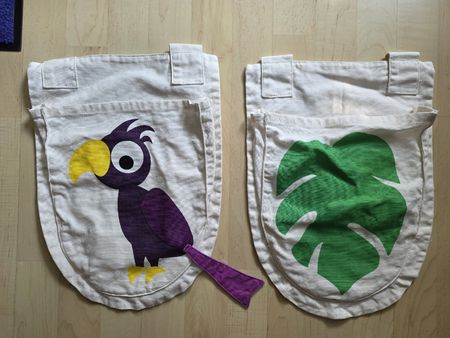 2 x Flexa Betttaschen Dschungel Motiv, Papagai & Blatt