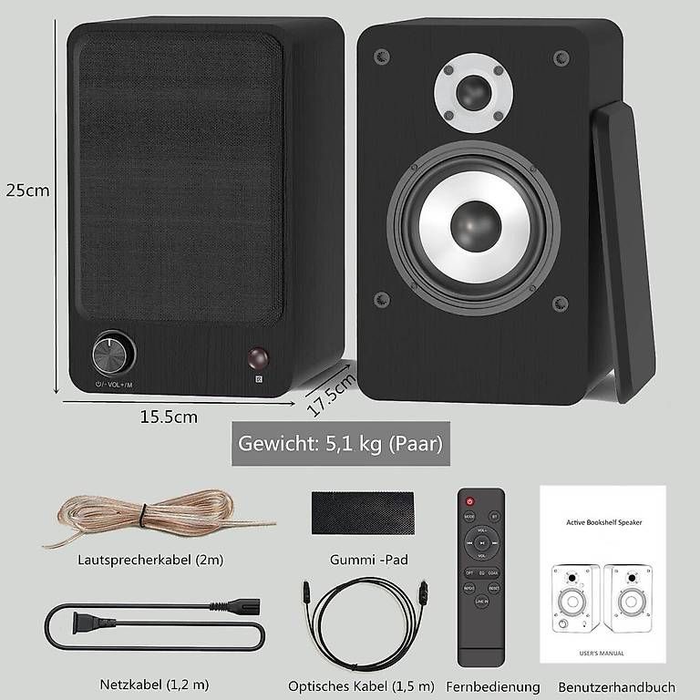 Casse acustiche: HANLIM Aktive Bluetooth Regallautsprecher Paar – Nuovo (secondo la descrizione) da Kreuzlingen venduto da Best-Deal-Oase 4