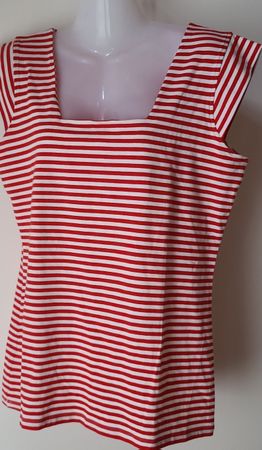 Damen Shirt gestreift rot weiss Grösse L Bio Baumwolle 