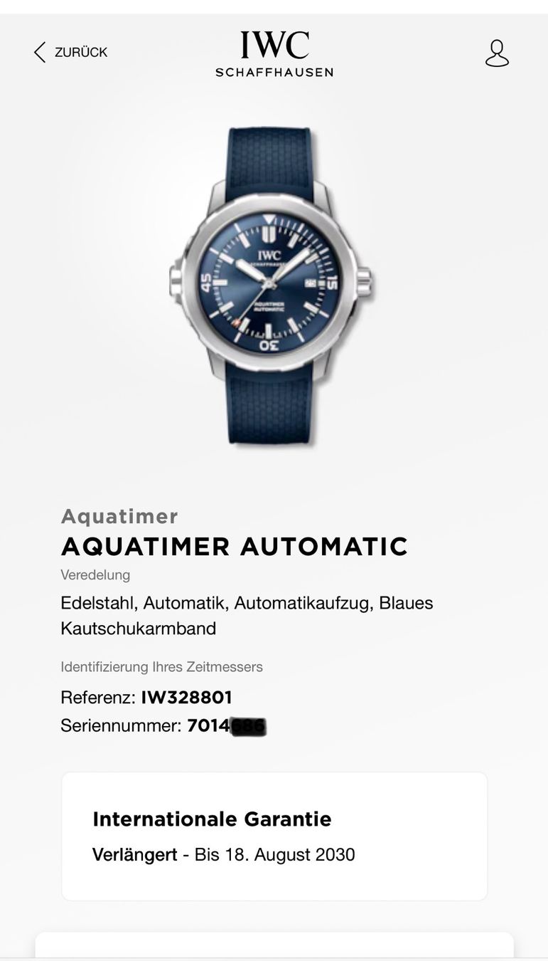 IWC Uhren: IWC Aquatimer Automatic Blue 42mm mit Garantie – Gebraucht aus Birsfelden von Mynos 2