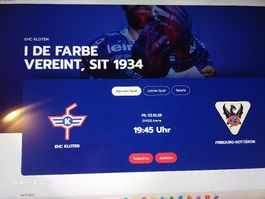 1 Sitzplatz EHC Kloten - Fribourg - Kloten vom 2. Oktober 26