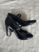 New Look Mary Jane Pumps Lack schwarz, Blockabsatz, Gr. 38