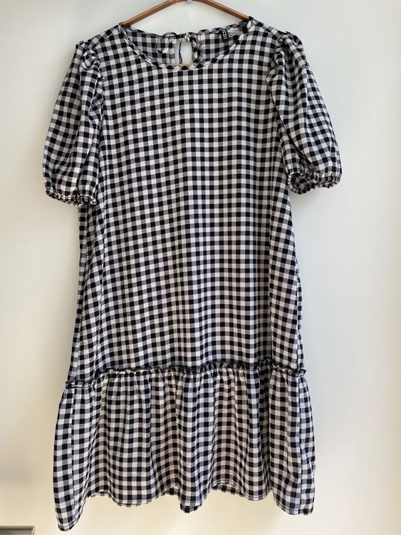 h-m-sommerkleid-schwarz-weiss-kariert-gr-s-puff-rmel-gebraucht-in